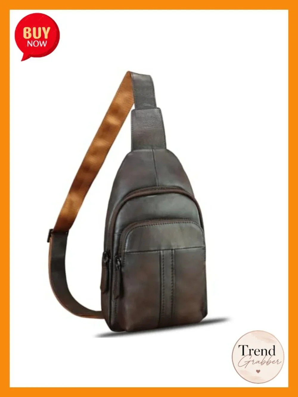 Genuine Leather Sling Backpack Crossbody Bag Adjustable Strap